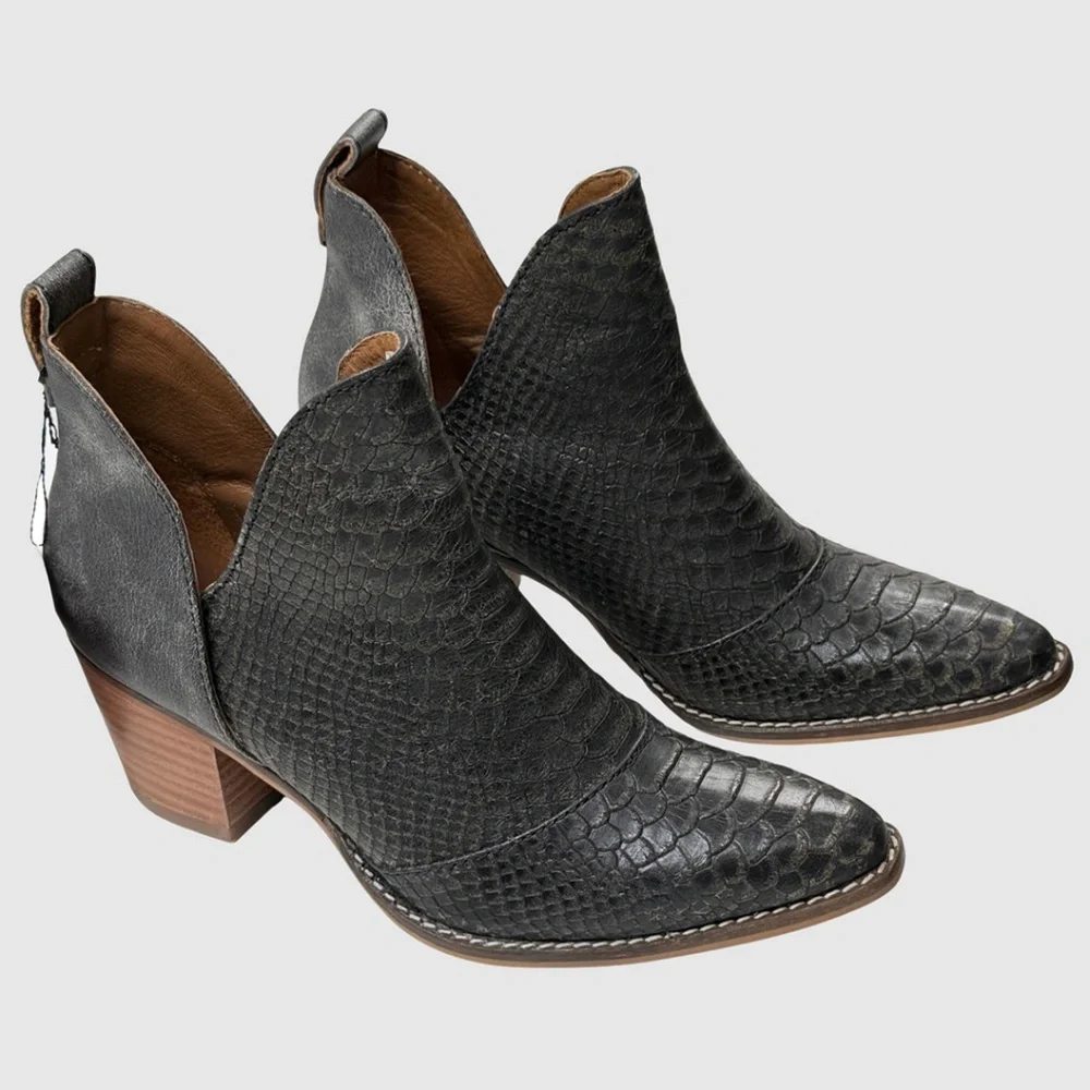 Nocona Micki Rattle Black Cowhide‎ Snip Toe Boots - NEW Womens Size 8 #47957-ZZ3